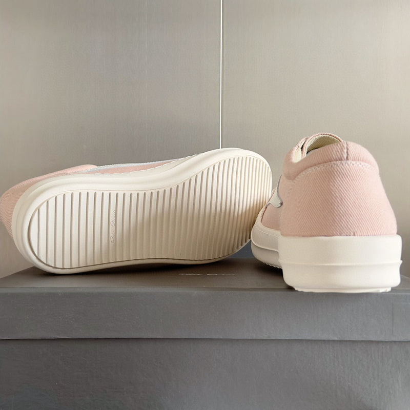 Rick Owens Pink Canvas Low-Top Sneakers