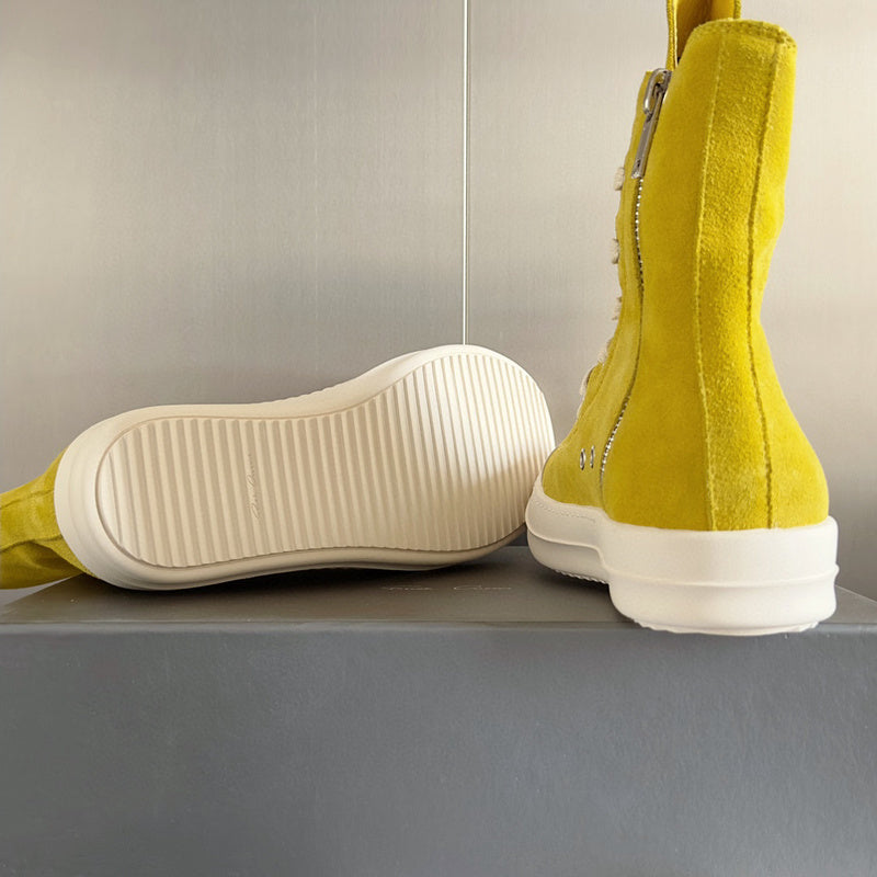 Rick Owens Yellow High-Top Sneakers