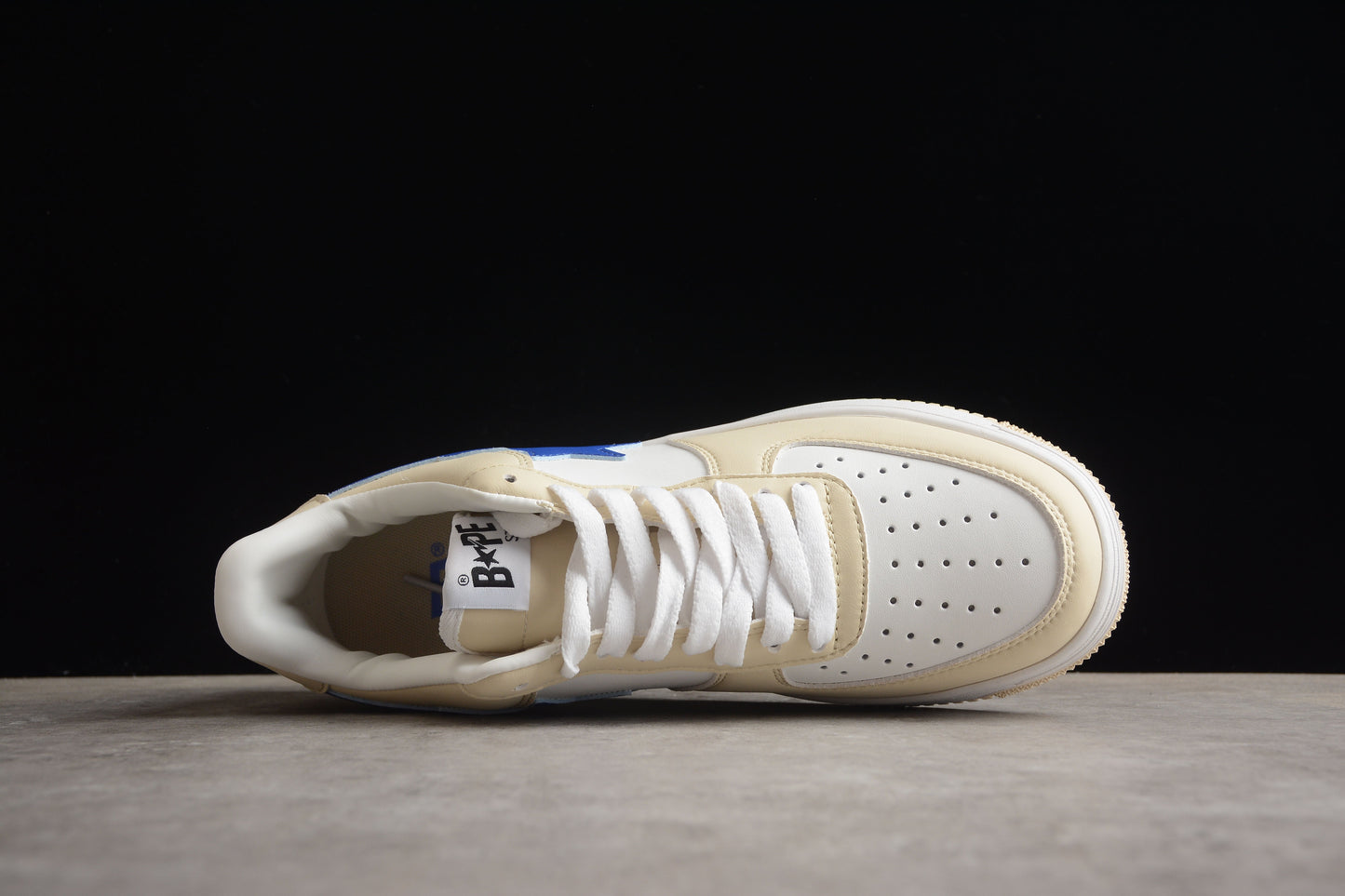 BAPE STA Low-Top Sneakers in Cream and Blue