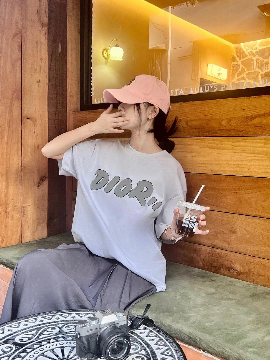 Dior Oversized Grey Logo White T-Shirt