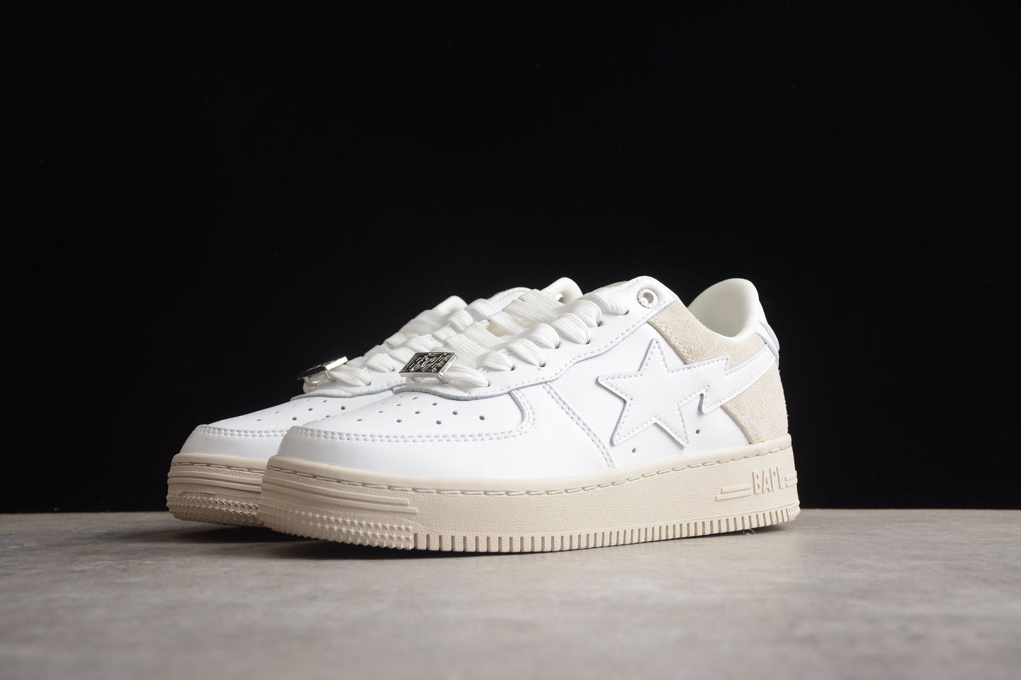 BAPE STA Low-Top Sneakers in White and Cream