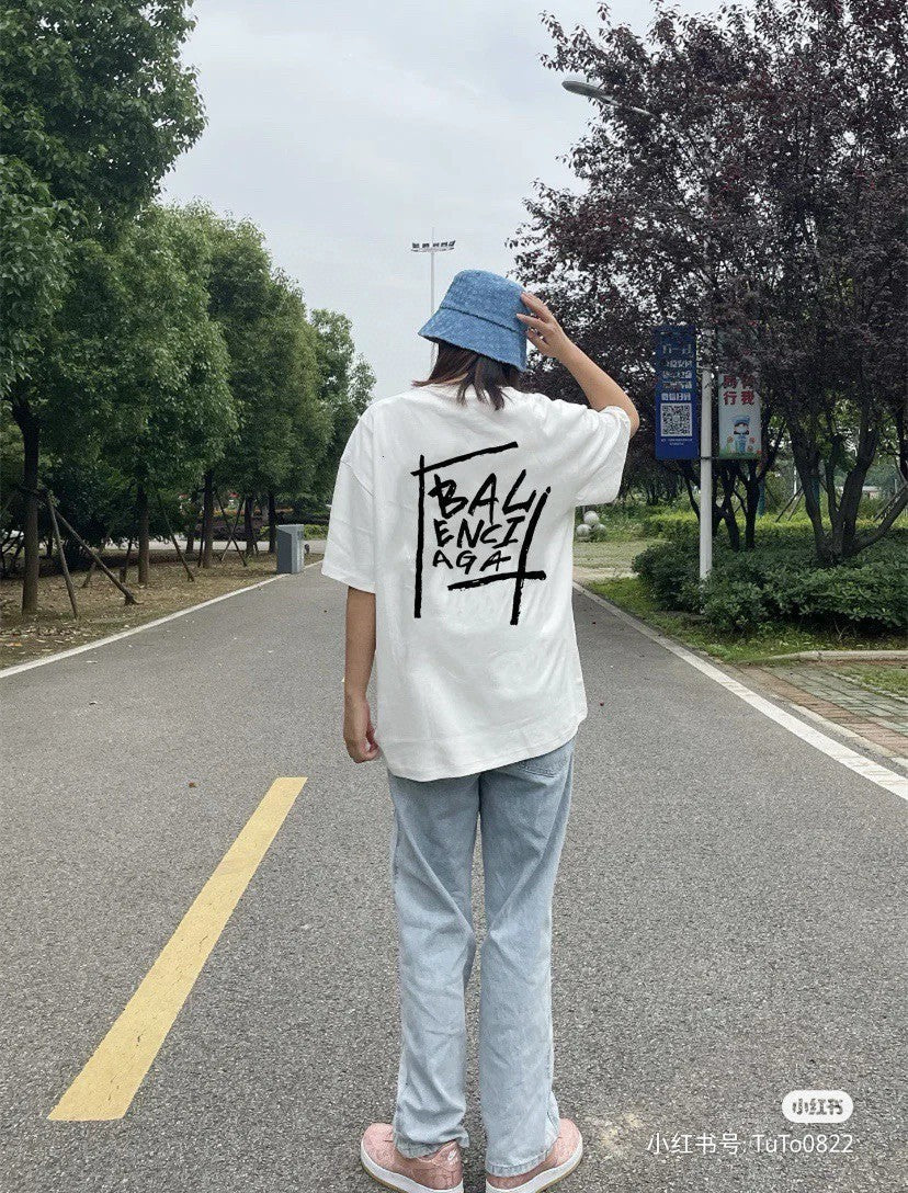 Balenciaga White T-Shirt with Bold Graphic