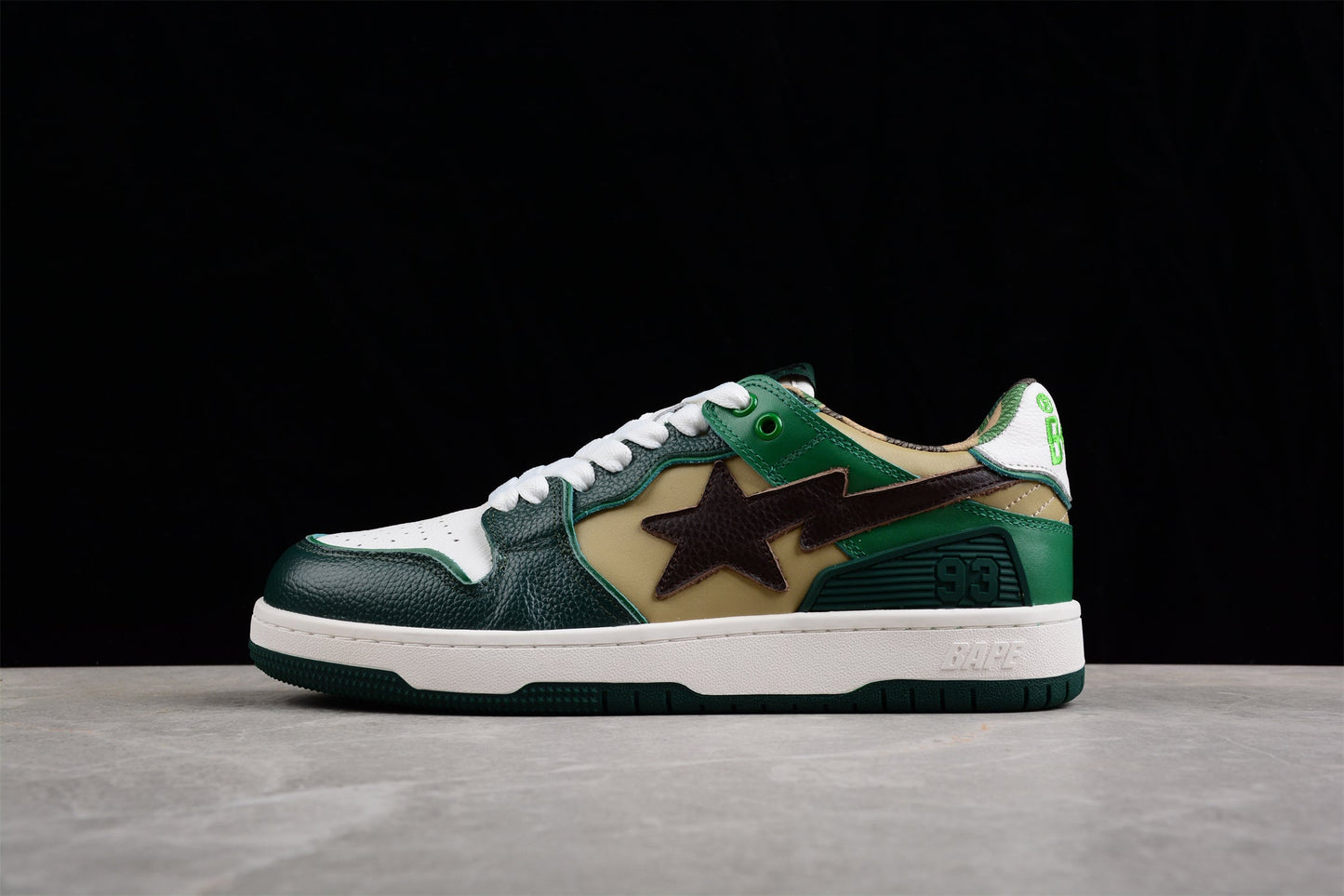 BAPE STA Low-Top Sneakers in Green and Brown