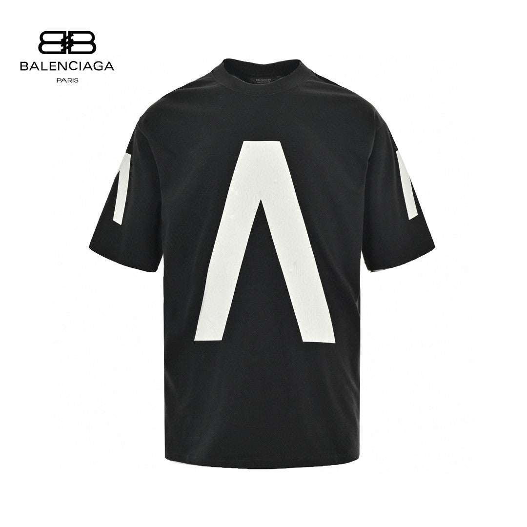 Balenciaga White Logo Graphic T-Shirt (Black)