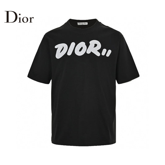 Dior Oversized White Logo Black T-Shirt