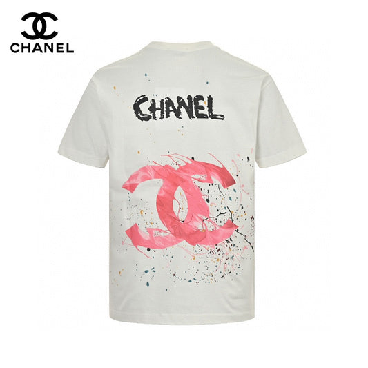 Chanel Pink Splash Logo T-Shirt