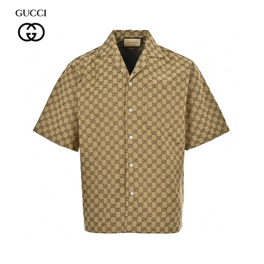 Gucci GG Monogram Beige Short Sleeve Shirt