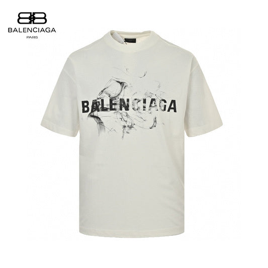 Balenciaga Smoke Print Logo T-Shirt (White)