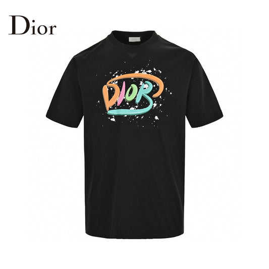 Dior Multicolor Logo Black T-Shirt