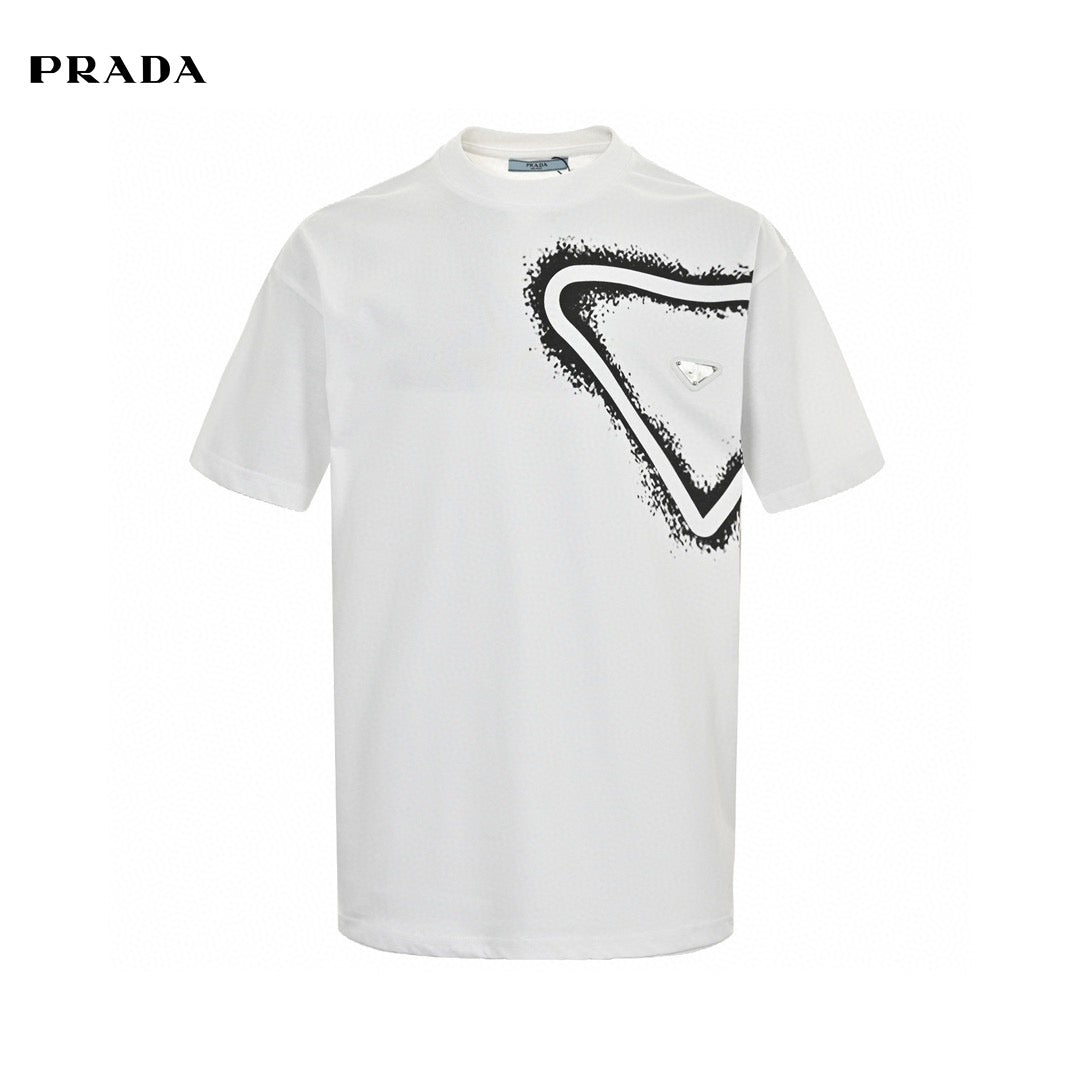 Prada Triangle Spray Paint Logo T-Shirt (White)