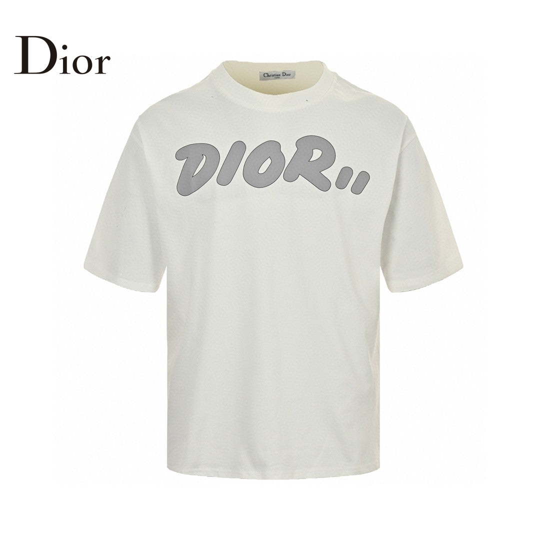 Dior Oversized Grey Logo White T-Shirt