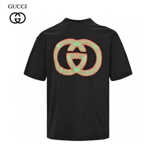 Gucci Multicolor Interlocking G Logo Black T-Shirt