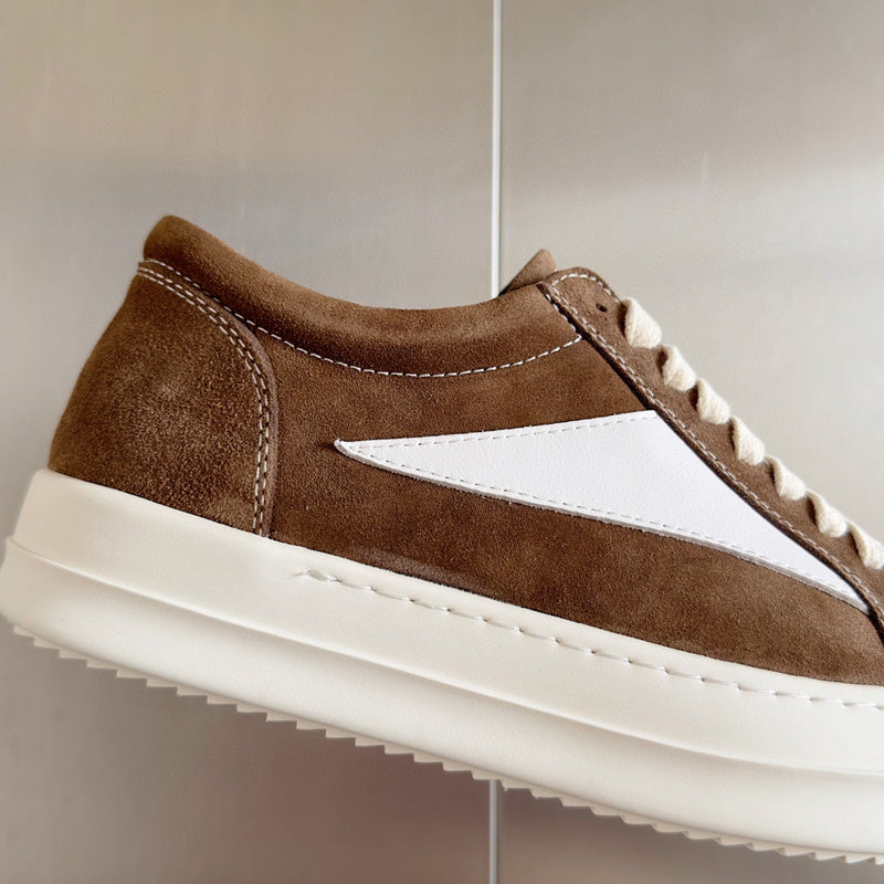 Rick Owens Brown Suede Low-Top Sneakers