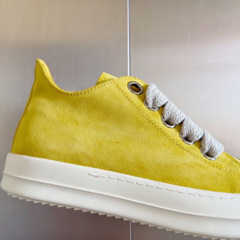 Rick Owens Yellow Suede Low-Top Sneakers