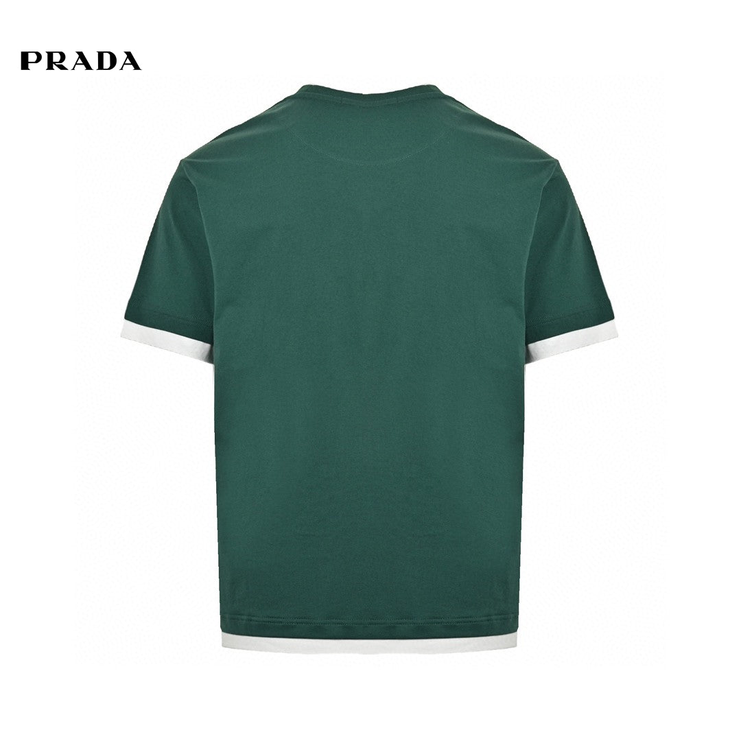 Prada Green Contrast Trim T-Shirt