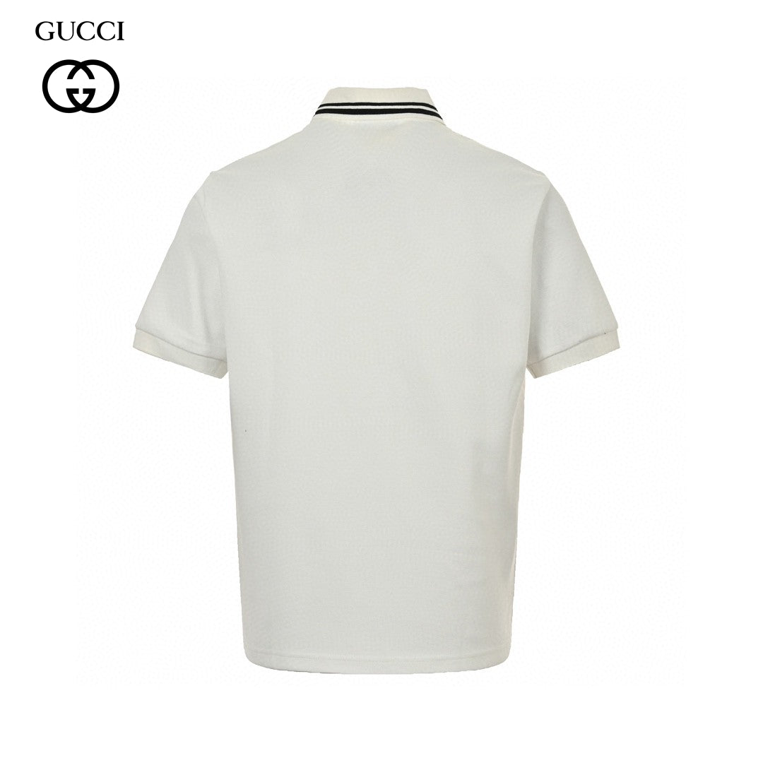 Gucci Striped Logo Polo Shirt (White)