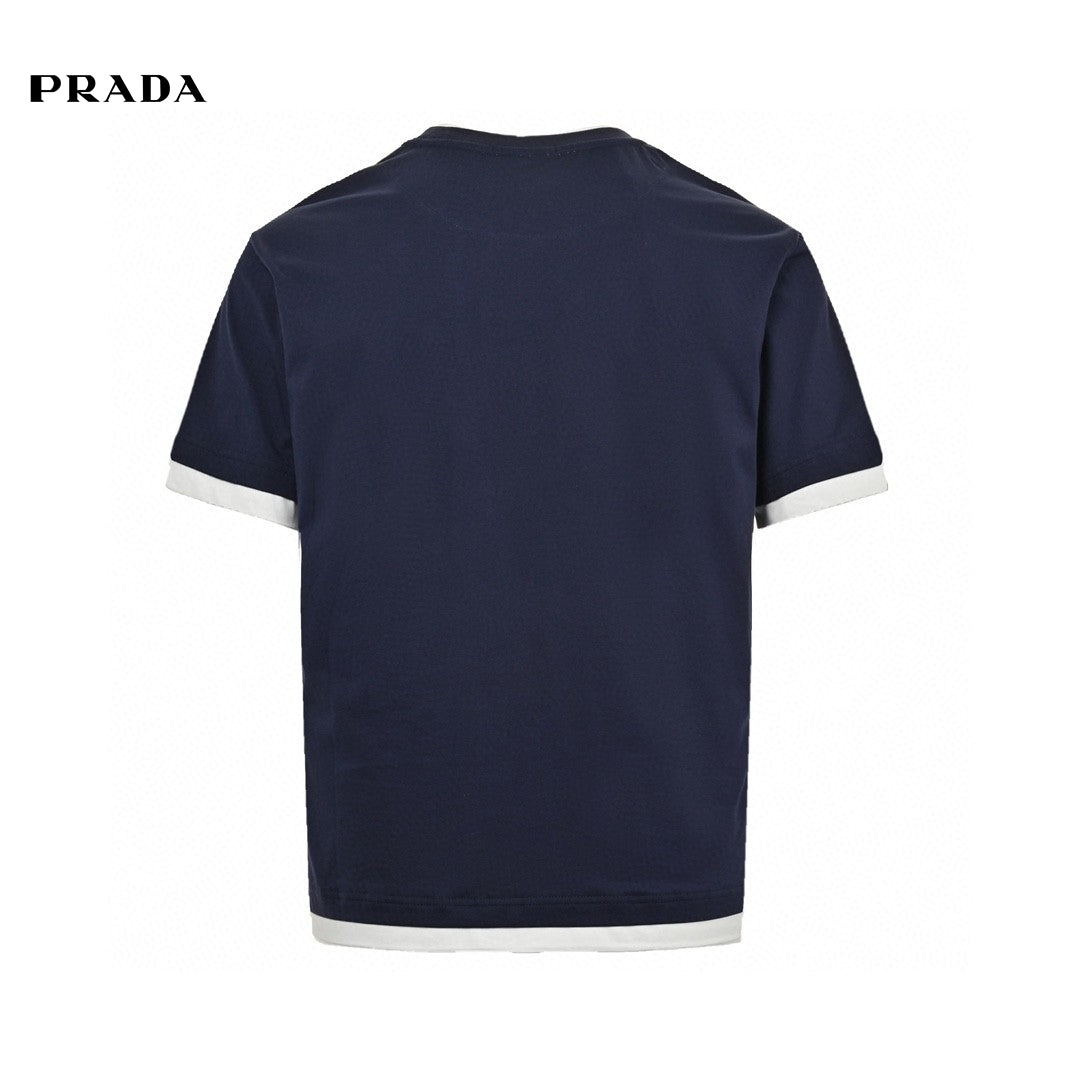 Prada Navy Blue Double Layer T-Shirt