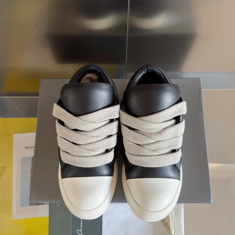 Rick Owens Black and White Low-Top Sneakers