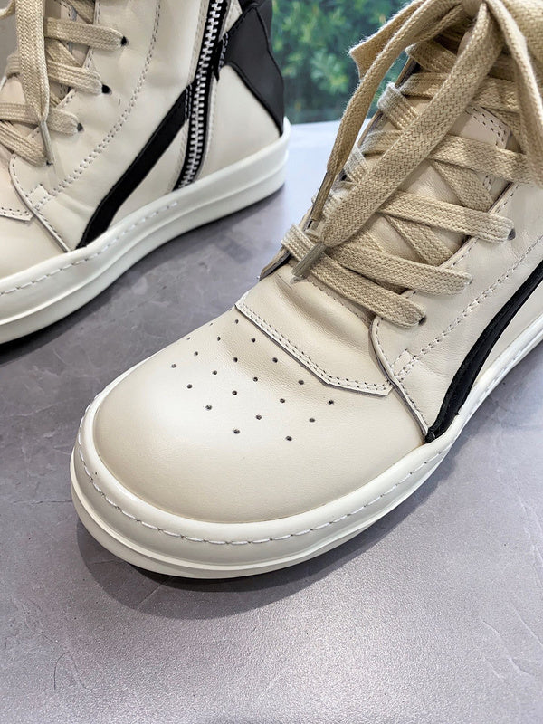 Rick Owens Geobasket Sneakers - Cream and Black