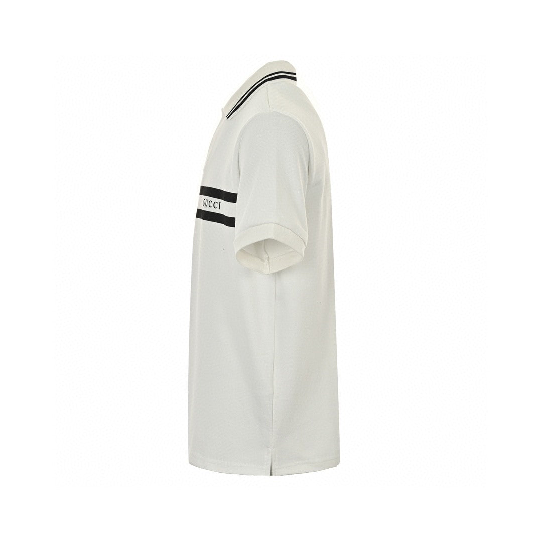 Gucci Striped Logo Polo Shirt (White)