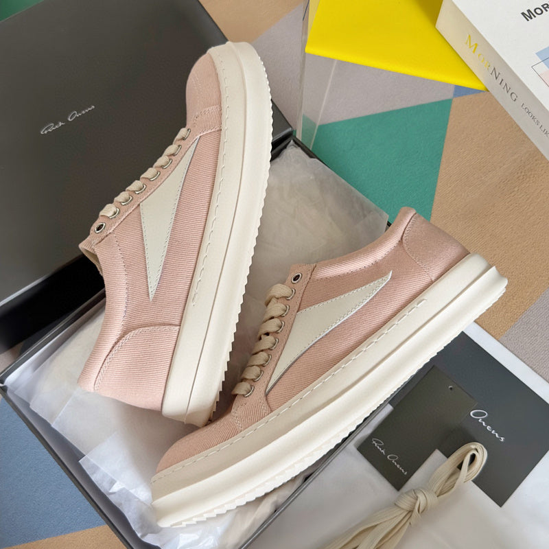 Rick Owens Pink Canvas Low-Top Sneakers