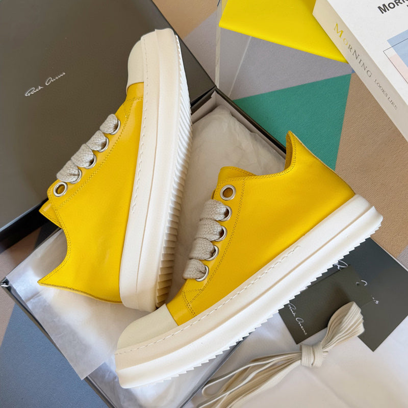 Rick Owens Yellow Low-Top Sneakers