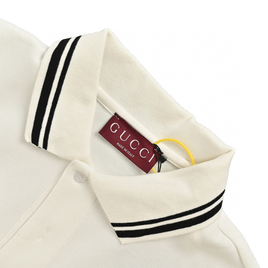 Gucci Striped Logo Polo Shirt (White)