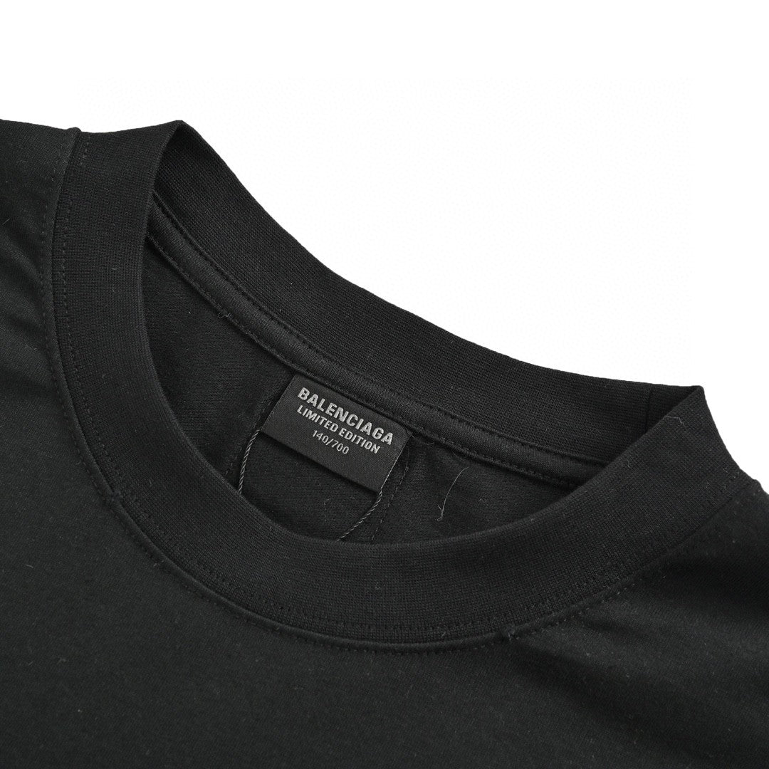 Balenciaga White Logo Graphic T-Shirt (Black)