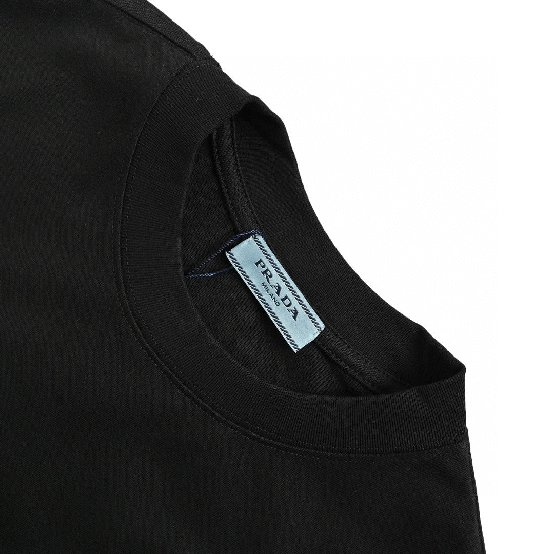 Prada Black T-Shirt with Geometric Pocket Design