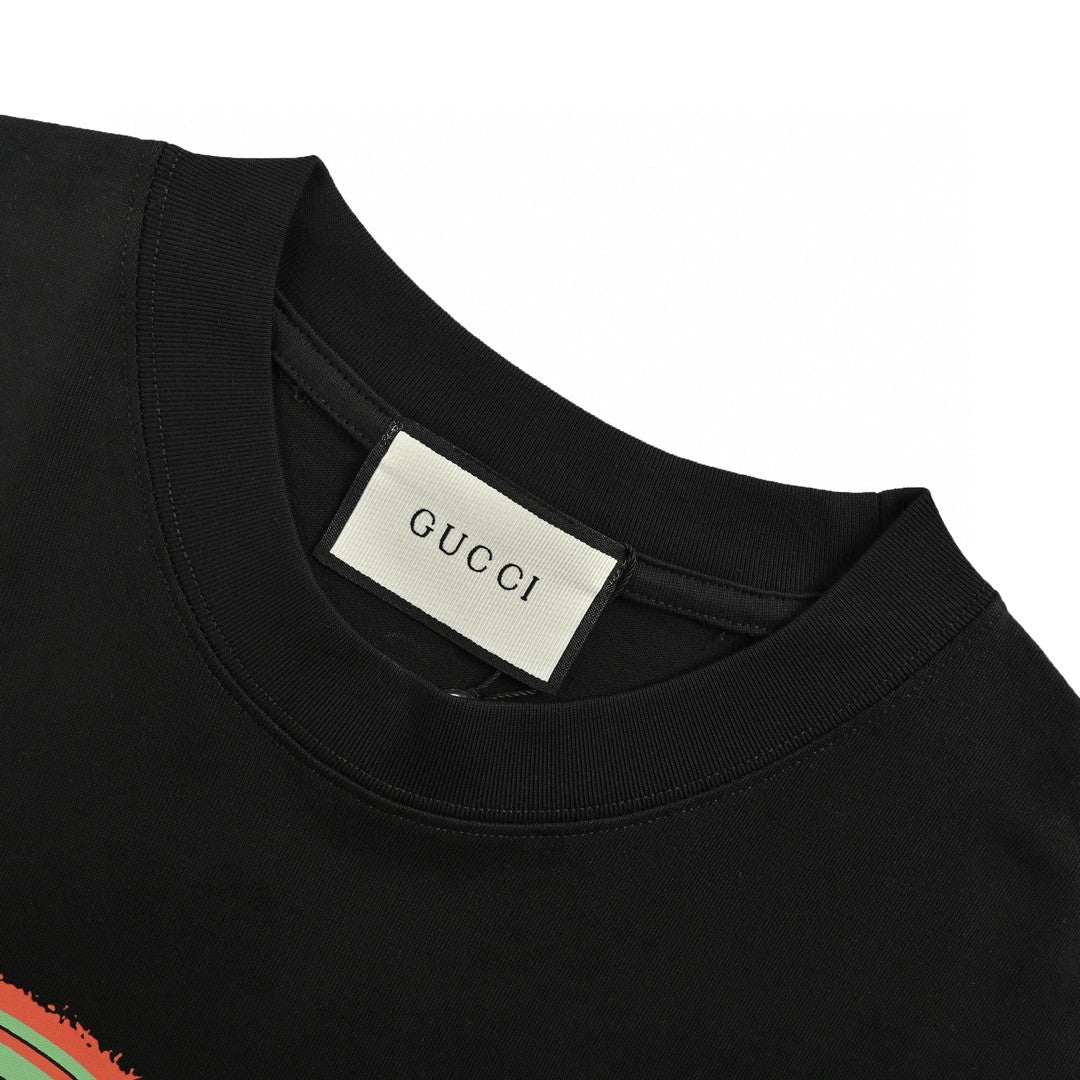 Gucci Multicolor Interlocking G Logo Black T-Shirt