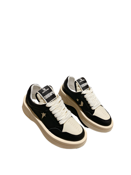 Golden Goose Cream and Black Star Sneakers