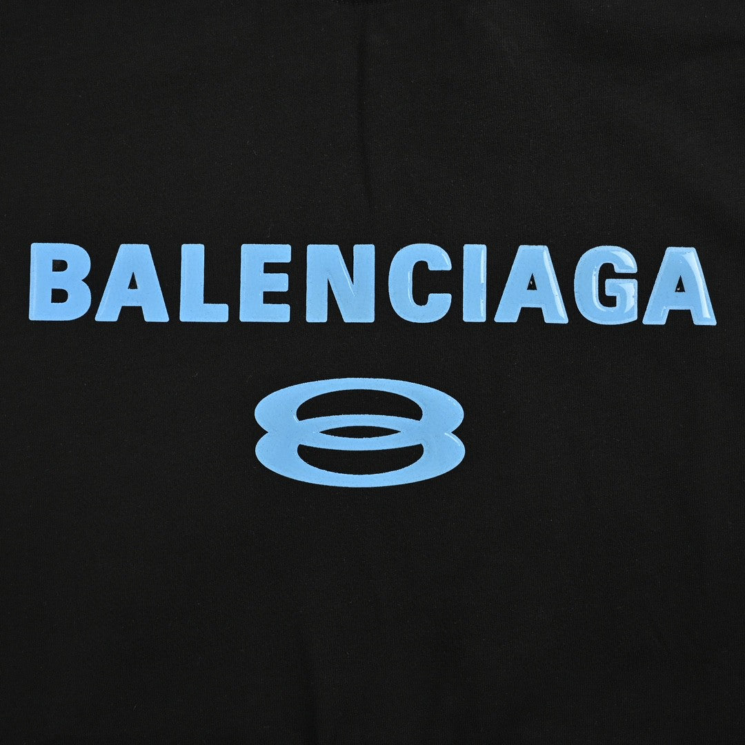 Balenciaga Blue Logo T-Shirt (Black)