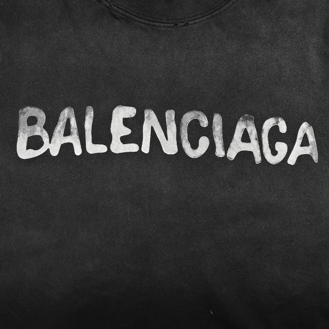 Balenciaga Spray-Paint Logo T-Shirt (Black)