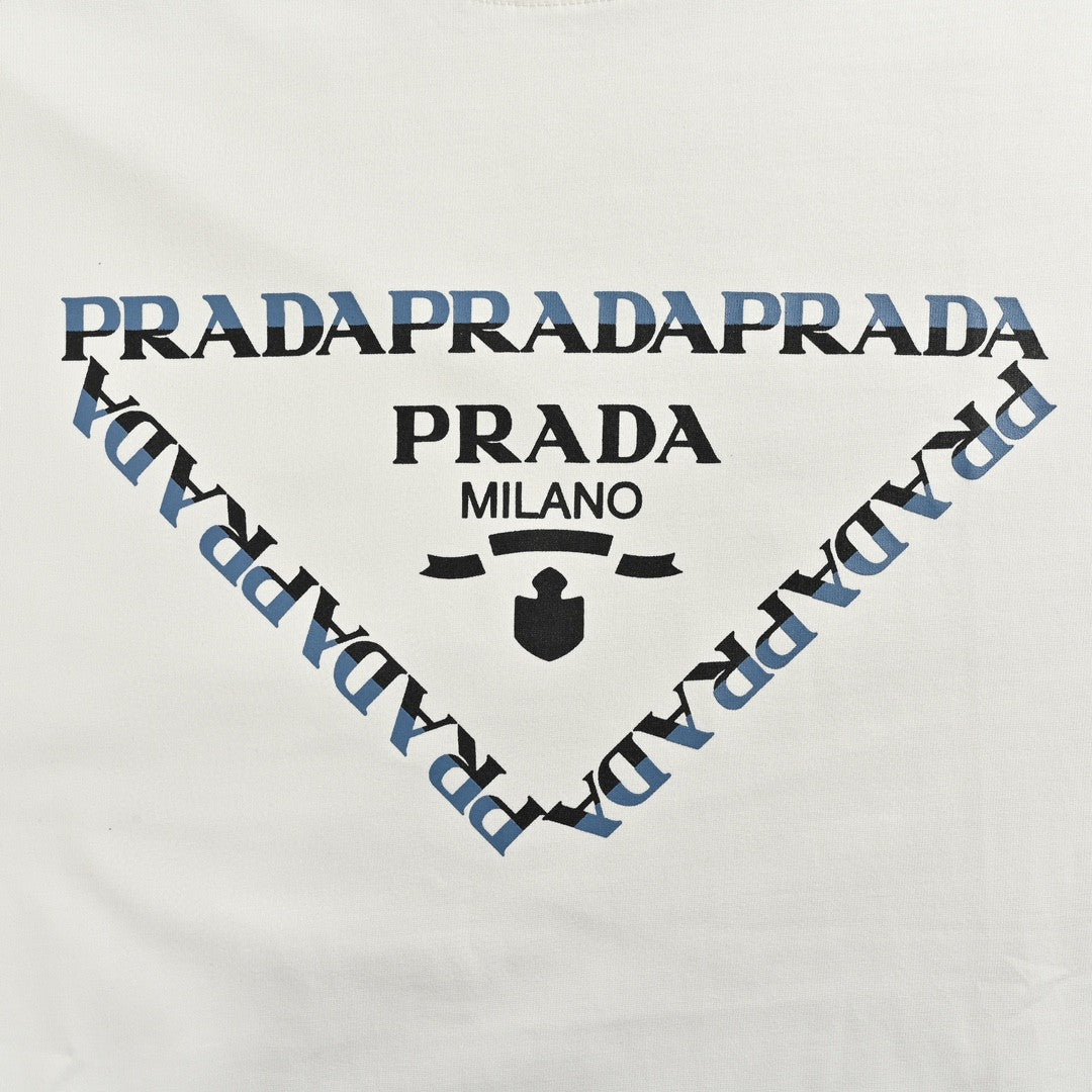 Prada White T-Shirt with Logo Design