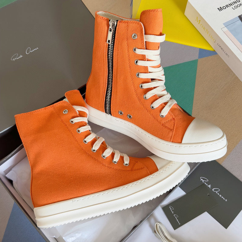 Rick Owens Orange High-Top Sneakers