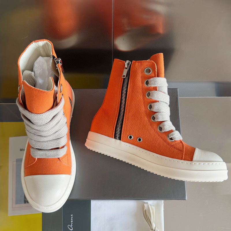 Rick Owens Orange High-Top Sneakers