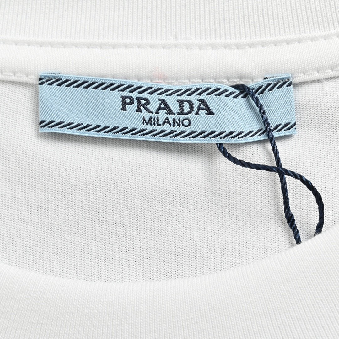 Prada Triangle Spray Paint Logo T-Shirt (White)