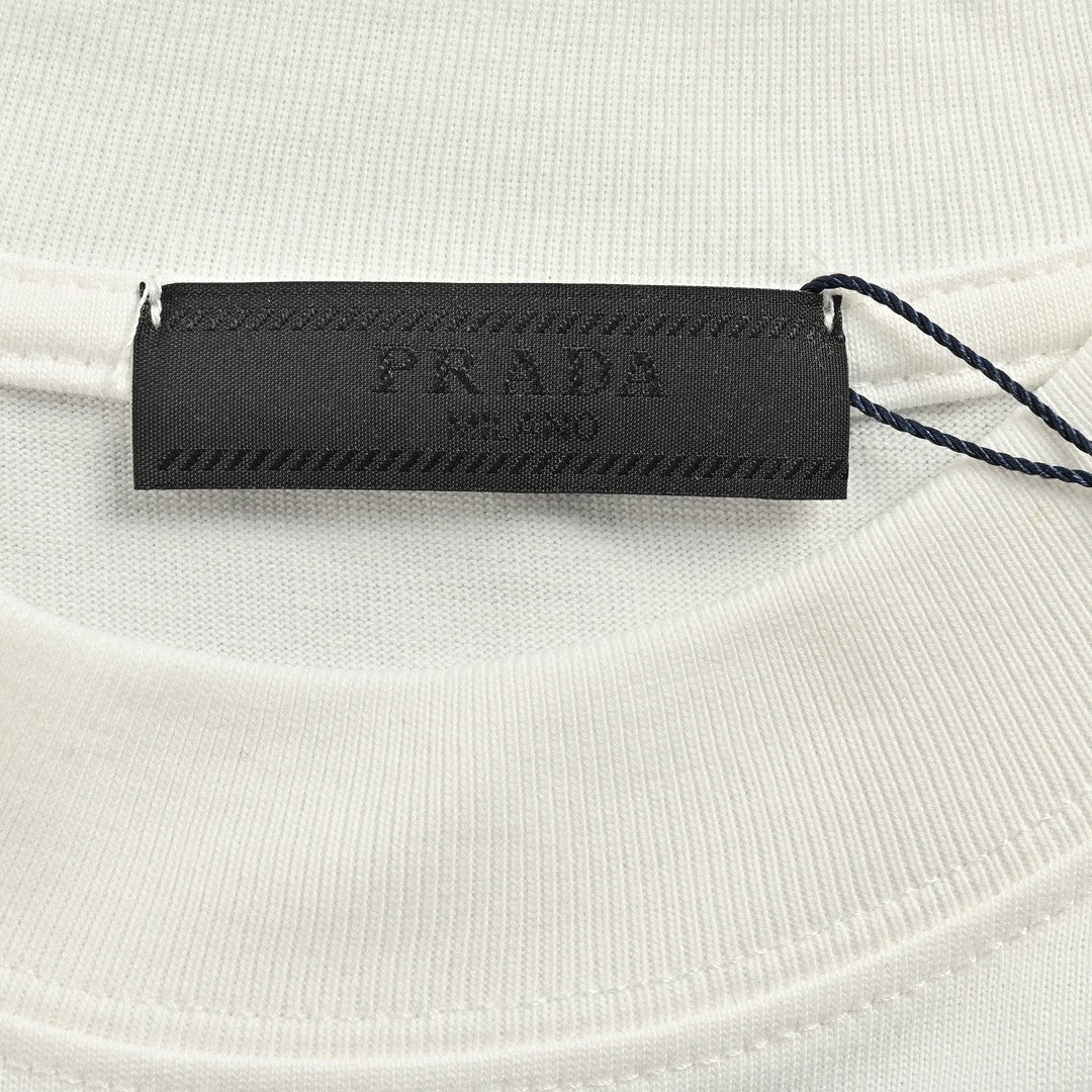 Prada White T-Shirt with Logo Design