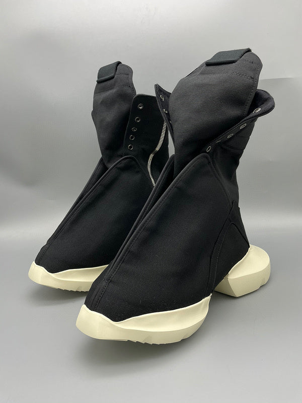 Rick Owens Black High-Top Canvas Boots