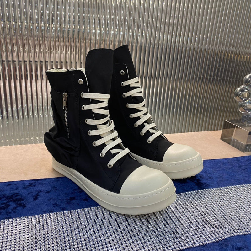 Rick Owens High-Top Nylon Boots - Black and White