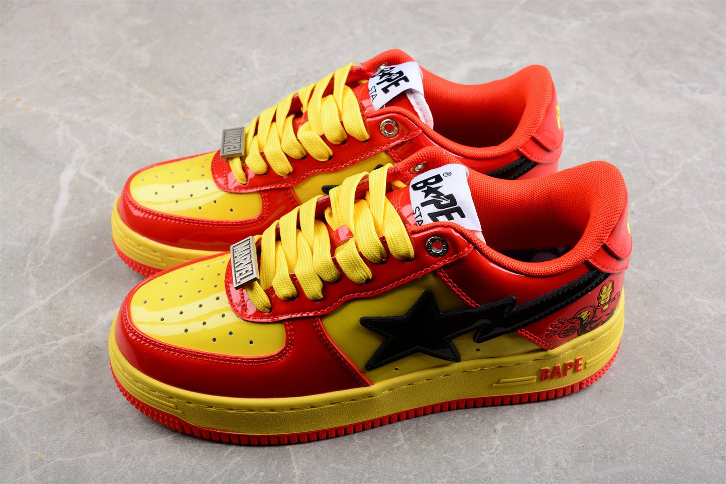 BAPE STA Low-Top Sneakers in Red and Yellow Iron Man Edition