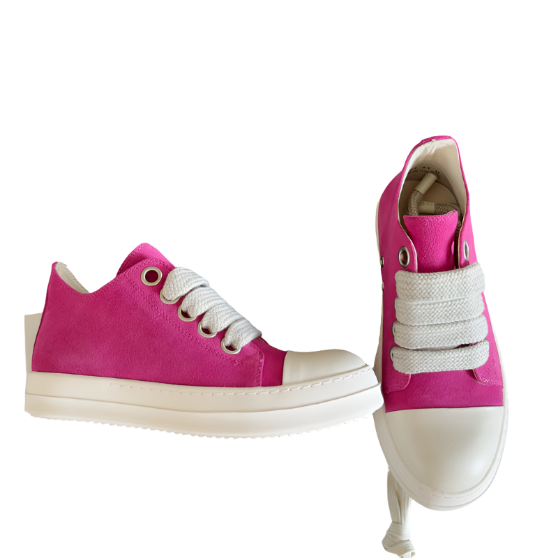 Rick Owens Pink Suede Low-Top Sneakers