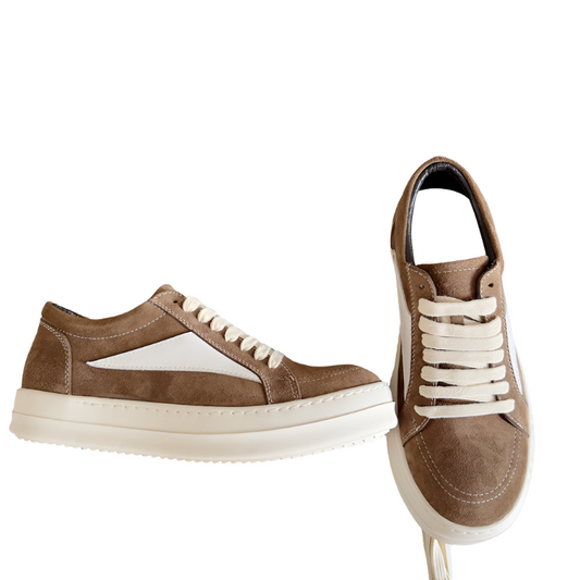 Rick Owens Brown Suede Low-Top Sneakers