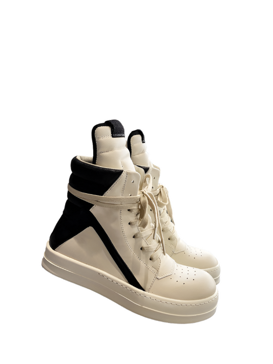 Rick Owens Geobasket Sneakers - Cream and Black