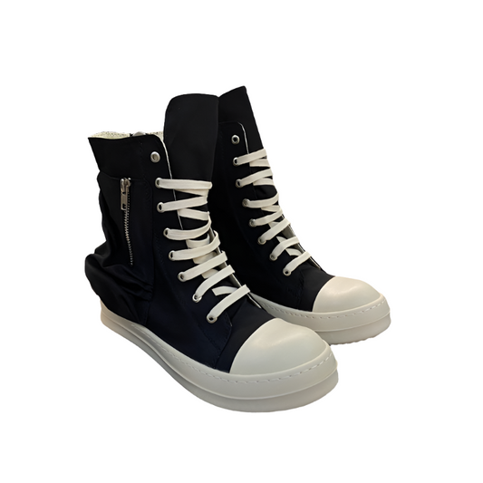 Rick Owens High-Top Nylon Boots - Black and White