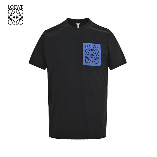 Loewe Black T-Shirt with Blue Pocket