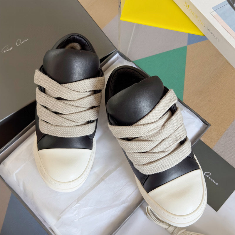 Rick Owens Black and White Low-Top Sneakers