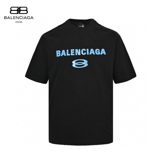 Balenciaga Blue Logo T-Shirt (Black)