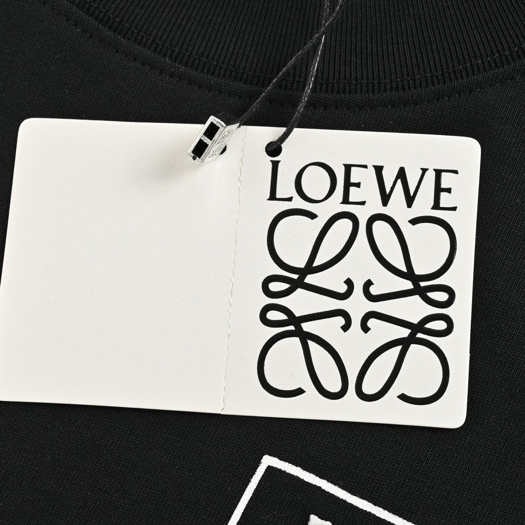 Loewe Black T-Shirt with White Pocket Logo