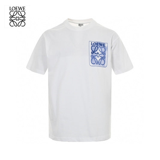 Loewe White T-Shirt with Blue Pocket Logo